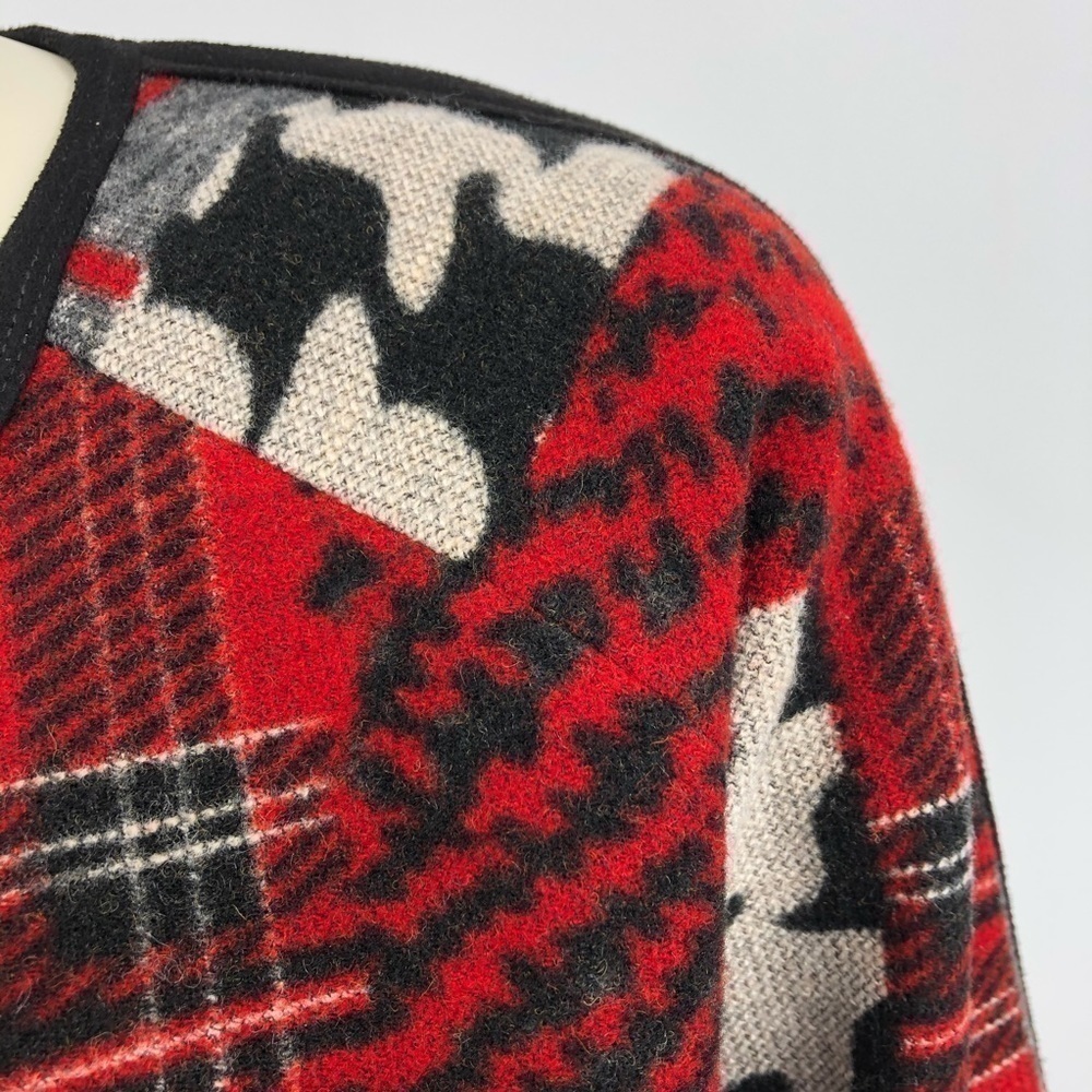 Artistic Red And Black Patchwork Blazer - image 3